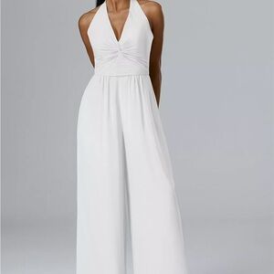 AW Bridal White Halter Jumpsuit